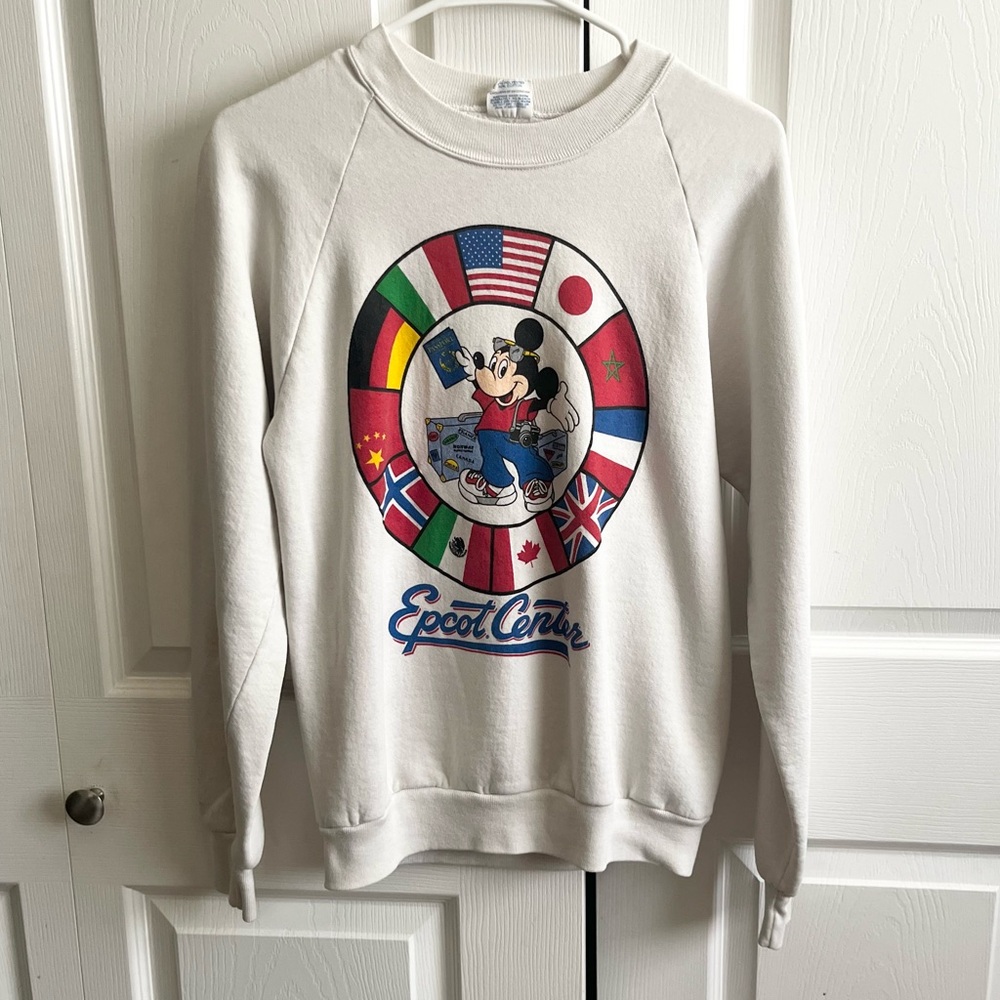 Disney Epcot Center Crewneck Sweatshirt - Cream with Multicolor Graphic